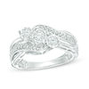 Thumbnail Image 1 of 1/2 CT. T.W. Diamond Past Present Future® Bypass Engagement Ring in 10K White Gold