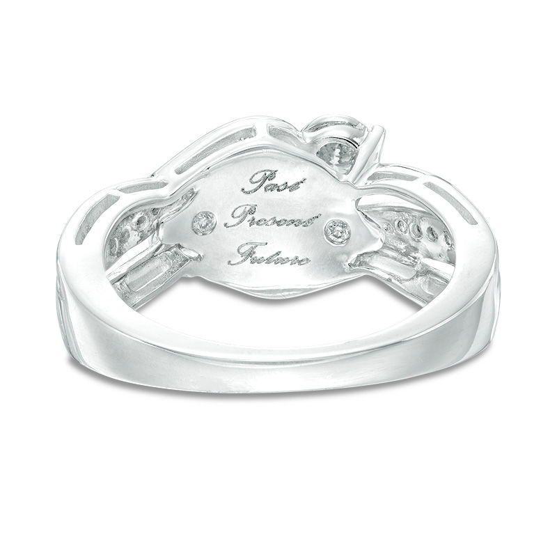 Main Image 3 of 1/2 CT. T.W. Diamond Past Present Future® Bypass Engagement Ring in 10K White Gold