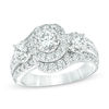 Thumbnail Image 0 of 2 CT. T.W. Diamond Past Present Future® Bypass Frame Engagement Ring in 14K White Gold