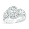 Thumbnail Image 1 of 2 CT. T.W. Diamond Past Present Future® Bypass Frame Engagement Ring in 14K White Gold