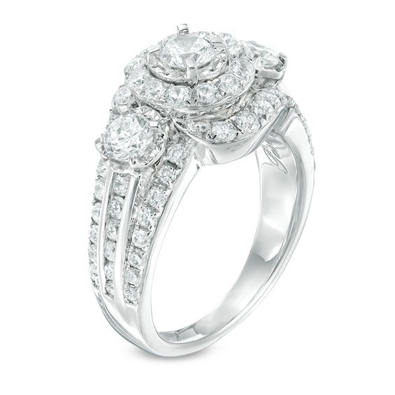 2 CT. T.w. Diamond Past Present FutureÂ® Bypass Frame Engagement Ring in 14K White Gold
