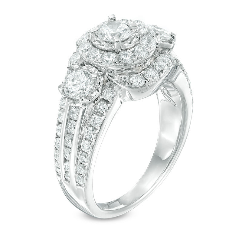 2 CT. T.W. Diamond Past Present Future® Bypass Frame Engagement Ring in 14K White Gold