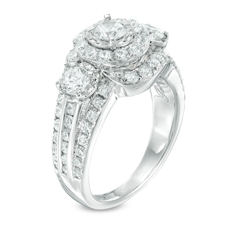 Main Image 2 of 2 CT. T.W. Diamond Past Present Future® Bypass Frame Engagement Ring in 14K White Gold
