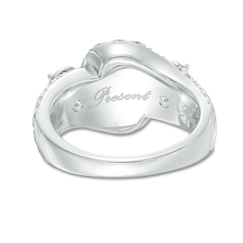 Main Image 3 of 2 CT. T.W. Diamond Past Present Future® Bypass Frame Engagement Ring in 14K White Gold