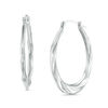 Thumbnail Image 1 of Oval Twisted Hoop Earrings in 10K White Gold