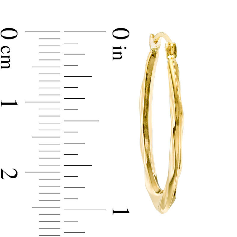 Main Image 2 of Oval Twisted Hoop Earrings in 10K Gold