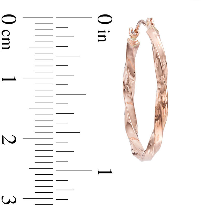 25mm Double Row Hoop Earrings in 10K Rose Gold