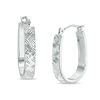 Thumbnail Image 1 of Diamond-Cut Basket Weave U-Hoop Earrings in 10K White Gold