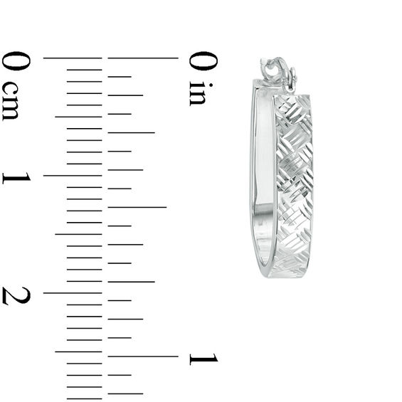 Diamond-Cut Basket Weave U-Hoop Earrings in 10K White Gold