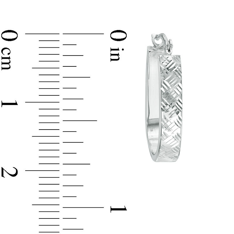 Main Image 2 of Diamond-Cut Basket Weave U-Hoop Earrings in 10K White Gold