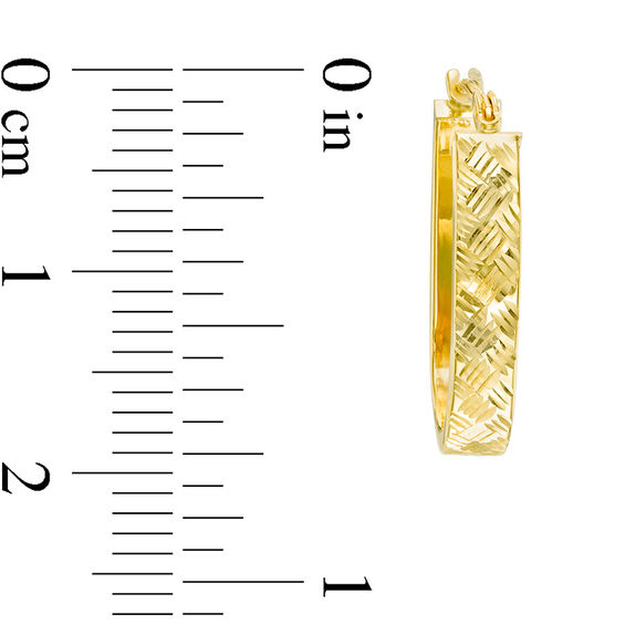 Diamond-Cut Basket Weave U-Hoop Earrings in 10K Gold