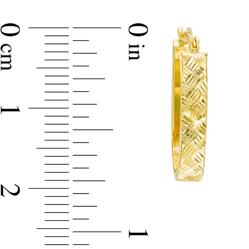Main Image 2 of Diamond-Cut Basket Weave U-Hoop Earrings in 10K Gold