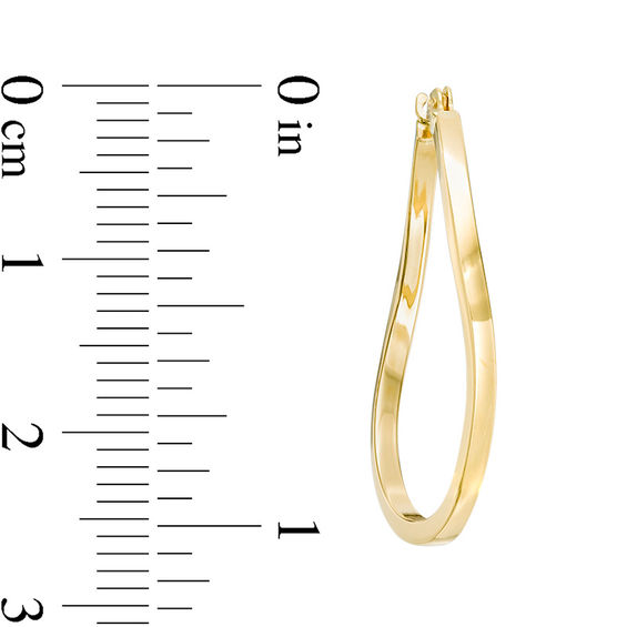 Wavy Oval Hoop Earrings in 10K Gold