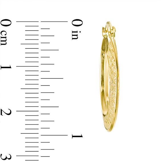 Textured Oval Hoop Earrings in 10K Gold