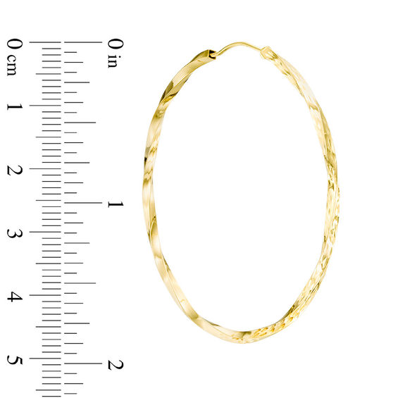 50mm Twisting Hoop Earrings in 10K Gold