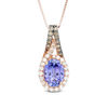 Thumbnail Image 0 of Oval Tanzanite and 1/5 CT. T.W. Champagne and White Diamond Frame Pendant in 14K Rose Gold
