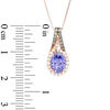 Thumbnail Image 1 of Oval Tanzanite and 1/5 CT. T.W. Champagne and White Diamond Frame Pendant in 14K Rose Gold