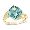 Thumbnail Image 0 of 10.0mm Cushion-Cut Lab-Created Green Paraiba Tourmaline and Diamond Accent Ring in 10K Gold