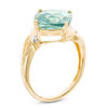 Thumbnail Image 1 of 10.0mm Cushion-Cut Lab-Created Green Paraiba Tourmaline and Diamond Accent Ring in 10K Gold