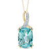 Thumbnail Image 0 of Cushion-Cut Lab-Created Green Paraiba Tourmaline and Diamond Accent Pendant in 10K Gold