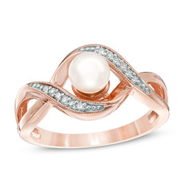 60mm cultured freshwater pearl and diamond accent vintage style ring in 10k rose gold - Pearl Wedding Ring 60mm cultured freshwater pearl and diamond accent vintage style ring in 10k rose gold - Pearl Wedding Ring