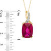 Thumbnail Image 1 of Cushion-Cut Lab-Created Ruby and Diamond Accent Pendant in 10K Gold