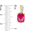 Thumbnail Image 1 of Cushion-Cut Lab-Created Ruby and Diamond Accent Drop Earrings in 10K Gold