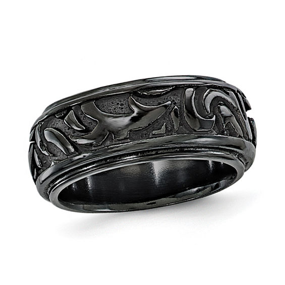 Edward Mirell Men S 7 0mm Filigree Groove Edge Wedding Band In Black Edward Mirell Men S 7 0mm Filigree Groove Edge Wedding Band In Black Anium