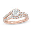 Thumbnail Image 0 of 1 CT. T.W. Diamond Swirl Frame Engagement Ring in 14K Rose Gold