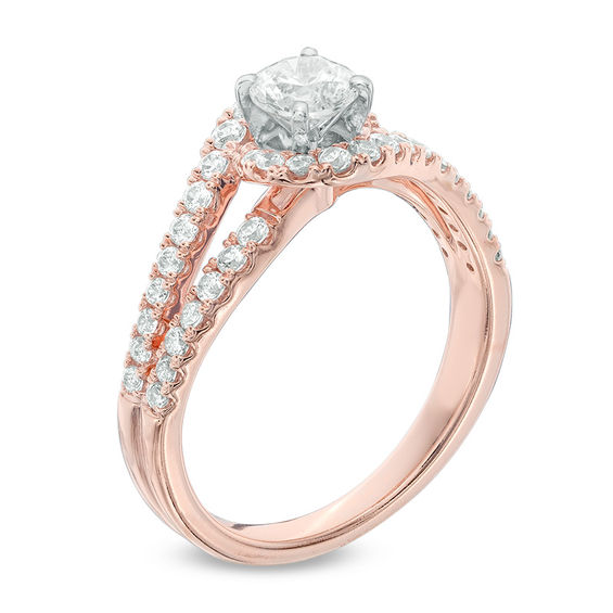 1 CT. T.w. Diamond Swirl Frame Engagement Ring in 14K Rose Gold