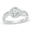 Thumbnail Image 1 of 1/2 CT. T.W. Diamond Tri-Sides Bypass Engagement Ring in 10K White Gold