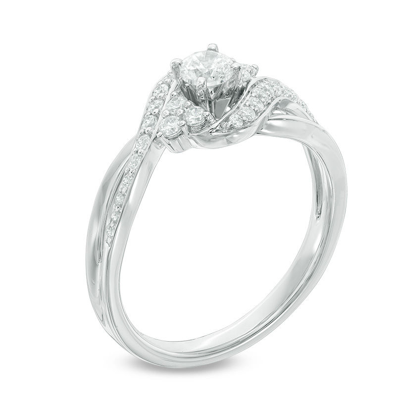 Main Image 2 of 1/2 CT. T.W. Diamond Tri-Sides Bypass Engagement Ring in 10K White Gold