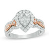 Thumbnail Image 1 of 1 CT. T.W. Composite Diamond Pear-Shaped Frame Engagement Ring in 14K Two-Tone Gold