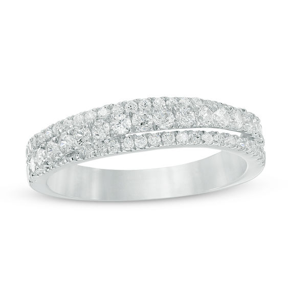 5/8 CT. T.w. Diamond Crossover Anniversary Band in 10K White Gold