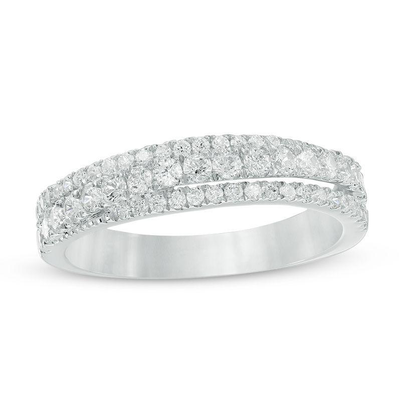 5/8 CT. T.W. Diamond Crossover Anniversary Band in 10K White Gold