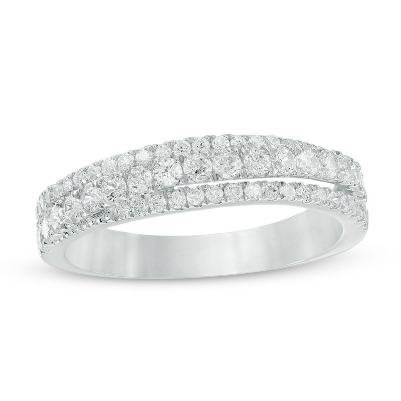 Main Image 1 of 5/8 CT. T.W. Diamond Crossover Anniversary Band in 10K White Gold
