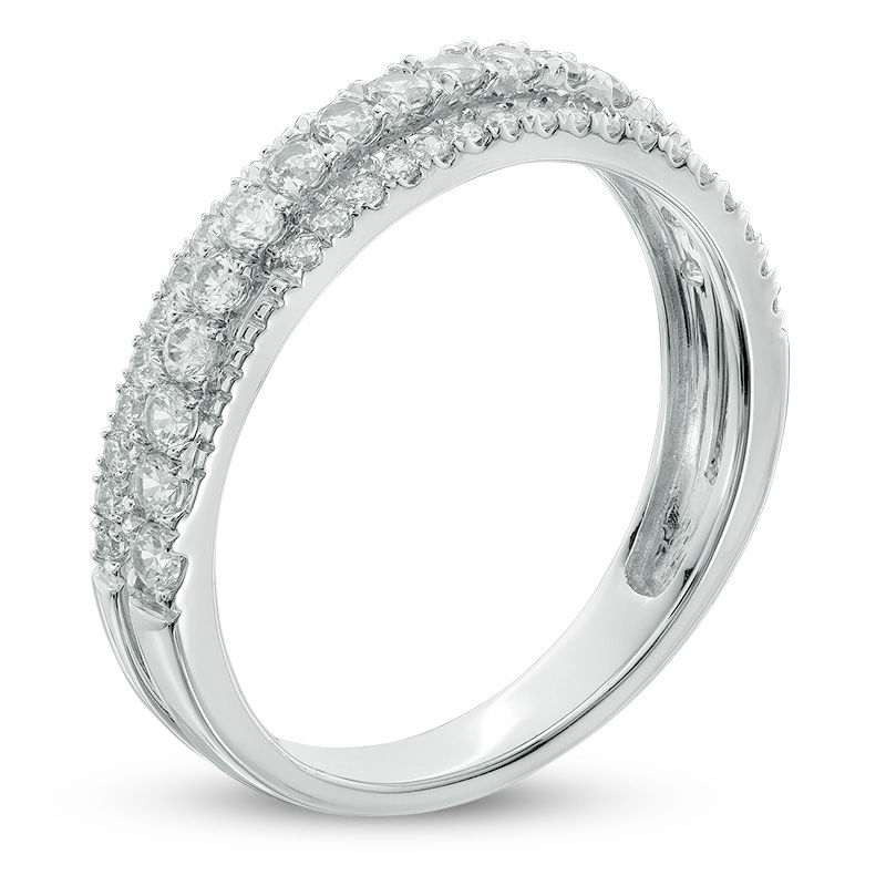 Main Image 2 of 5/8 CT. T.W. Diamond Crossover Anniversary Band in 10K White Gold