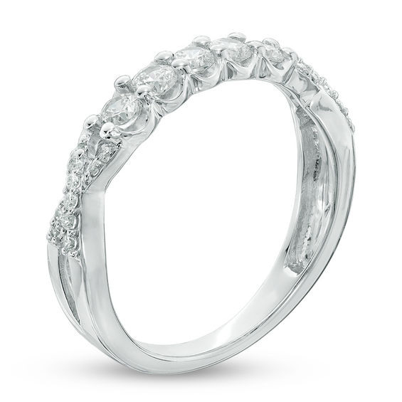 1/2 CT. T.w. Diamond Five Stone Anniversary Twist Band in 10K White Gold