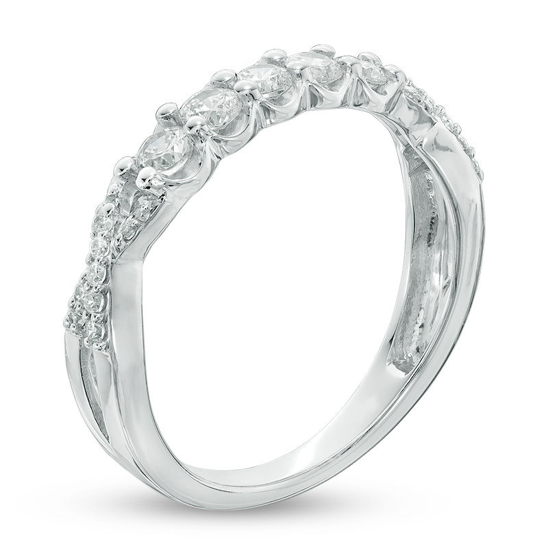 Main Image 2 of 1/2 CT. T.W. Diamond Five Stone Anniversary Twist Band in 10K White Gold