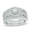 Thumbnail Image 1 of 1 CT. T.W. Diamond Frame Three Piece Bridal Set in 14K White Gold