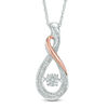 Thumbnail Image 0 of Diamond Accent Infinity Loop Pendant in Sterling Silver and 10K Rose Gold