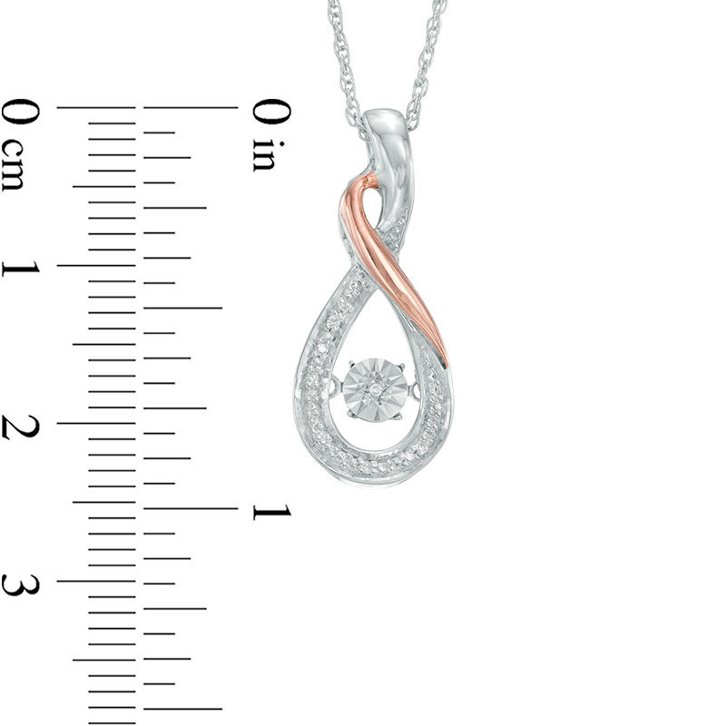 Diamond Accent Infinity Loop Pendant in Sterling Silver and 10K Rose Gold
