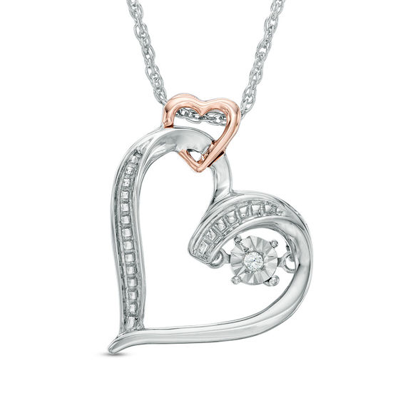 Unstoppable Love™ Diamond Accent Double Heart Necklace in Sterling Silver and 10K Rose Gold Unstoppable Love™ Diamond Accent Double Heart Necklace in Sterling Silver and 10K Rose Gold