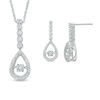 Thumbnail Image 0 of 0.45 CT. T.W. Diamond Linear Teardrop Pendant and Drop Earrings Set in 10K White Gold