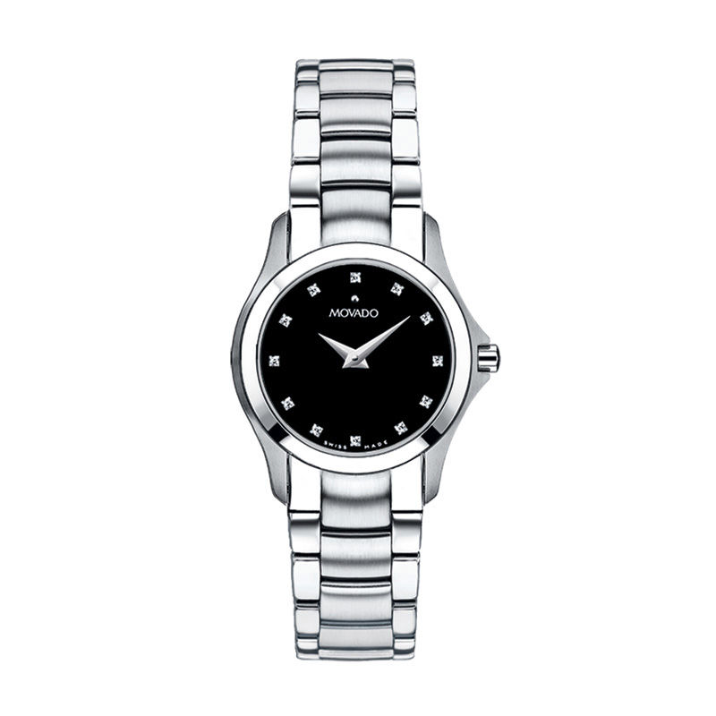 Main Image 1 of Ladies' Movado Masino™ Diamond Accent Watch with Black Dial (Model: 0606186)