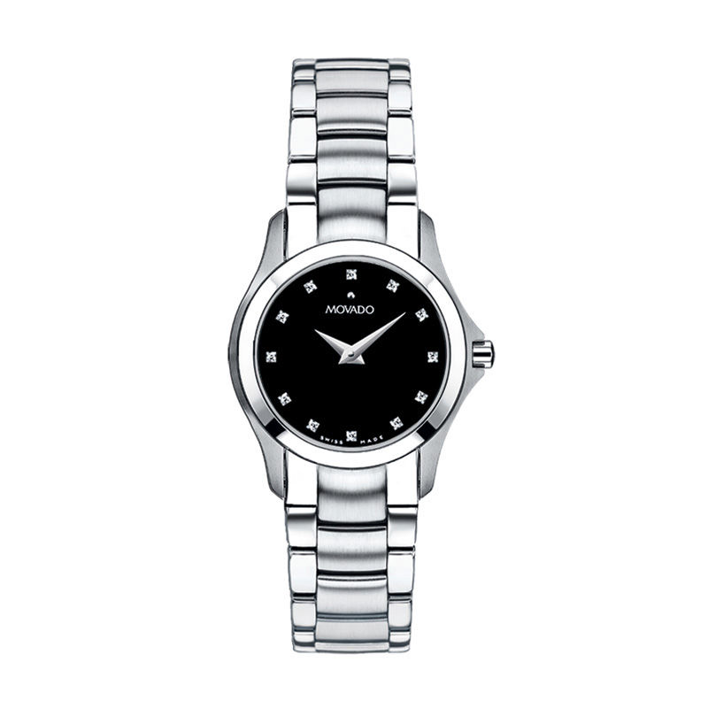 Ladies' Movado Masino™ Diamond Accent Watch with Black Dial (Model: 0606186)