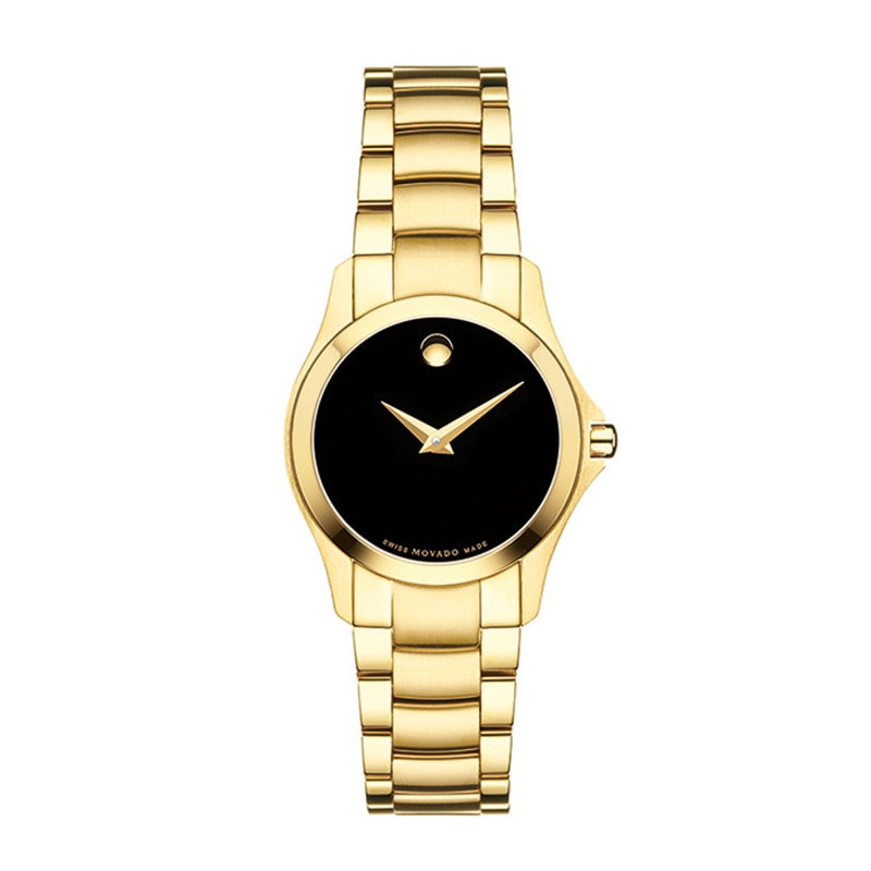 Ladies' Movado Masino™ Gold-Tone PVD Watch with Black Dial (Model: 0607027)