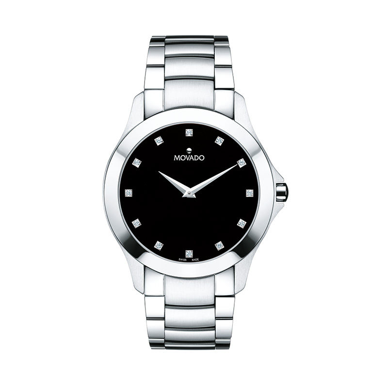 Men's Movado Masino™ Diamond Accent Watch with Black Dial (Model: 0607036)