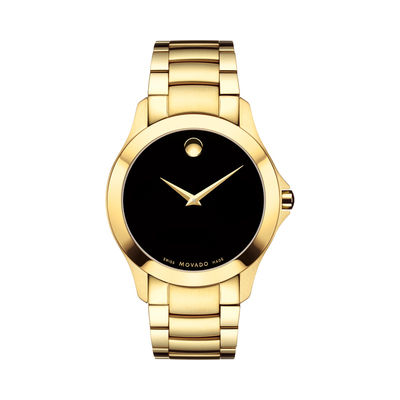 Men S Movado Masino Gold Tone Pvd Watch With Black Dial Model