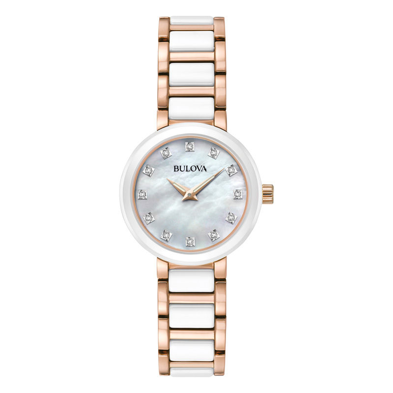 Main Image 1 of Ladies' Bulova Diamond Accent Two-Tone Watch with Mother-of-Pearl Dial (Model: 98P160)